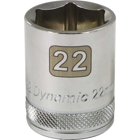 Dynamic 1/2" Drive, 22mm Metric Socket, 6 Points D016022